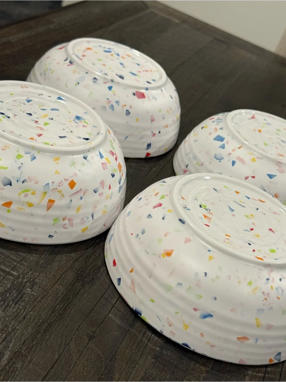 Nautica Set of 4 Home White Confetti Colorful Pattern Melamine Bowls New